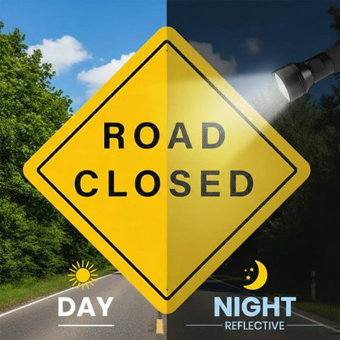 3 Pack Aluminum Road Closed Signs 24 Inch By 24 Inch Pro Grade Reflective Laminated Material, day and night visibility