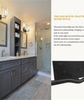 Lit Modern Bathroom Vanity Light Fixture In Matte Black, 3 Light Wall Lamp With Clear Glass Shades in a bathroom setting