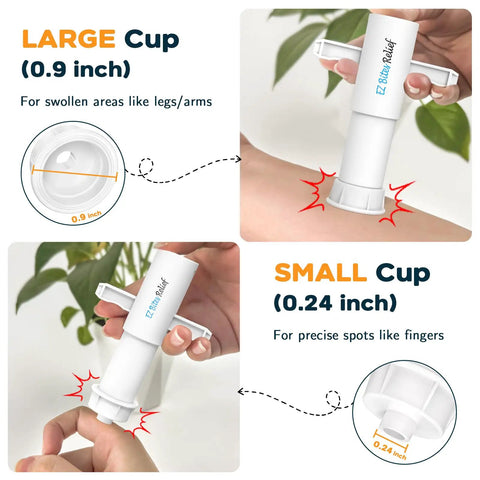 Bug Bite Venom Extractor Tool 2 Pack For Instant Itch Relief And Swelling, Portable First Aid Sucker For Hiking And Camping, Sting Relief In 30 Seconds, Summer Essentials For Kids And Adults, white plastic cups