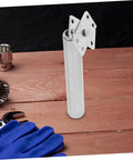 Badass Heavy Duty Adjustable Door Closer With Rock Solid Spring Pole Latch and Smooth Self Closing Gate Hinge, silver metal pole close-up.
