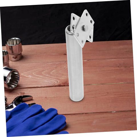 Badass Heavy Duty Adjustable Door Closer With Rock Solid Spring Pole Latch and Smooth Self Closing Gate Hinge, silver metal pole close-up.