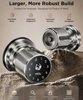 Big Time Smart Door Knobs Deliver Lightning Fast 0.3 Second Fingerprint Login And App Controlled Keyless Entry Automated Deadbolt Lock with brushed finish.