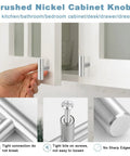 Stainless Steel Cabinet Knobs 30 Pack Brushed Nickel Hardware For Kitchen Cabinets And Dressers, 2 Inch Drawer Pulls, Single Hole, Flat Smooth Face, Built Tough Yet Sleek And Budget Friendly, brushed nickel cabinet knobs on white cabinet doors