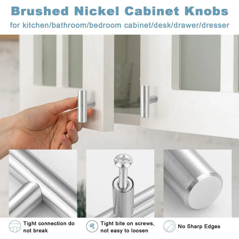 Stainless Steel Cabinet Knobs 30 Pack Brushed Nickel Hardware For Kitchen Cabinets And Dressers, 2 Inch Drawer Pulls, Single Hole, Flat Smooth Face, Built Tough Yet Sleek And Budget Friendly, brushed nickel cabinet knobs on white cabinet doors