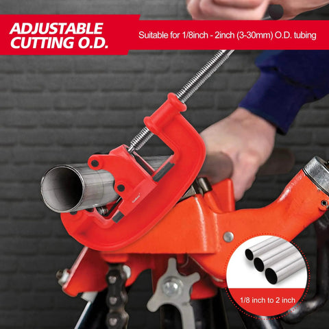 Heavy Duty 1 To 3 Inch Pipe Cutter Tool With Extra Blade For Fast Clean Cuts on galvanized steel and iron pipes, side view