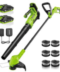 Ultra Lightweight Cordless String Trimmer And Leaf Blower Combo With 2Ah Battery And Fast Charger For Easy Yard Work Delivers 650 CFM And 200 MPH 12 Inch Auto Feed Weed Eater For Seniors And Women Garden Lawn Care