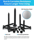 Stainless Steel Self Tapping Wood Screws Kit 560 Piece Assortment With Flat Head And Round Head M3 M4 M5 M6 Phillips Drive Zinc Plated Black Finish DIY Friendly shown with corrosion-resistant features.