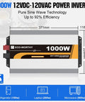 1000W Off-Grid Inverter with Pure Sine Wave Technology for Solar Power Kit dimensions and usage details.