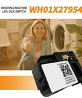 Durable Lid Lock Kit For GE And Hotpoint Washers Replacement WH01X27954 With Easy Plug And Play Install And Pro Grade Build Replaces WH01X26114 WH01X24114 EG380843M 290D1580P004 290D1580P002, black washer lid lock switch shown