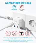 7-In-1 Foldable European Travel Plug Adapter With 4 AC Outlets 2 USB-A Ports And USB-C Fast Charge in wall socket