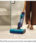 Person using Clean And Wash Hygiene Wet And Dry Hard Floor Cleaner for spills and stains on a tiled floor.