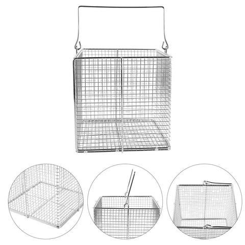 Heavy Duty Pro Grade Stainless Steel Ultrasonic Jewelry Cleaner Basket With Fine Mesh Filter For Precision Parts And Delicate Laboratory Items For Equipment Cleaning And Batch Washing, 23x15x15 cm