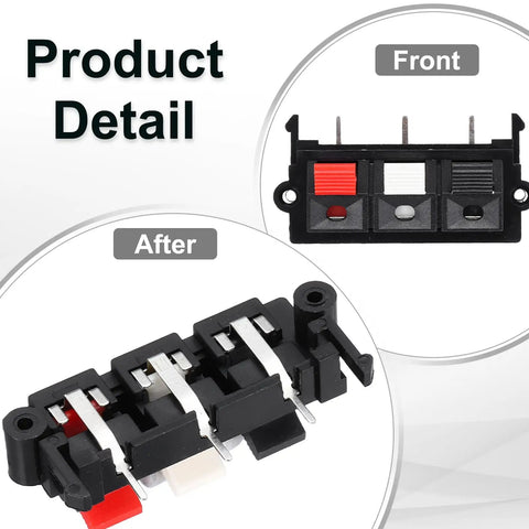 Three Way Spring Terminal Clip Push Release Connector Plate Jack Socket For Speaker Terminal Strip Block Test Clips