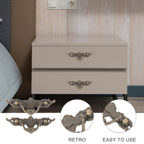Bedroom dresser with Vintage French Provincial Style Cabinet Pulls 2 Pack Antique Metal Drawer Handles attached.