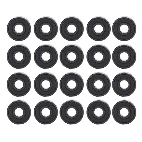 Get This Sick Bundle Of 20 Deep Double Sea S606rs Miniature Skate Bearings For Low Noise High Load Capacity And Serious Service Life Daily Industrial Use. Image shows 20 sealed black steel miniature bearings in a grid layout.