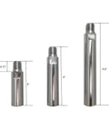 Pro Grade Angle Grinder Extension Shaft Kit With 3 Inch, 4 Inch, And 5.5 Inch Rods, Nickel Plated, Shown with Dimensions