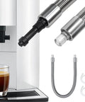 Heavy Duty Stainless Steel Milk Tube Replacement Featuring Hp1 Hp3 Adapters, 10.4 inch silicone hose and connectors with espresso machine.