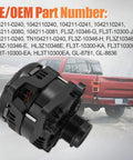 Heavy Duty 330 Amp High Output Alternator Fits Ford F150 Pickup With 5.0L And 3.3L Engines 2011 To 2020 close-up view showing OE part numbers