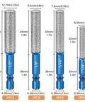 SUNJOYCO dry diamond drill bit set, five-piece 1/2in, 3/8in, 5/16in, 1/4in bits for glass and tile surfaces