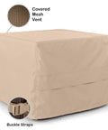 Ultima Square Ottoman Cover Heavy Duty 600D Polyester Weather Resistant With Drawcord Hem And Buckle Straps on ottoman