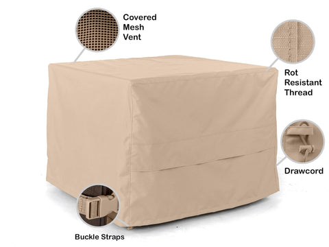 Ultima Square Ottoman Cover Heavy Duty 600D Polyester Weather Resistant With Drawcord Hem And Buckle Straps on ottoman