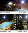 Solar Motion Sensor Outdoor Light, LED Flood Security Lighting In Stainless Steel, Waterproof used in various outdoor settings