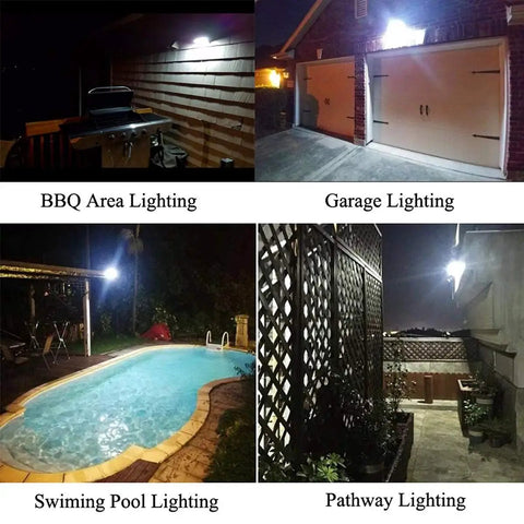 Solar Motion Sensor Outdoor Light, LED Flood Security Lighting In Stainless Steel, Waterproof used in various outdoor settings