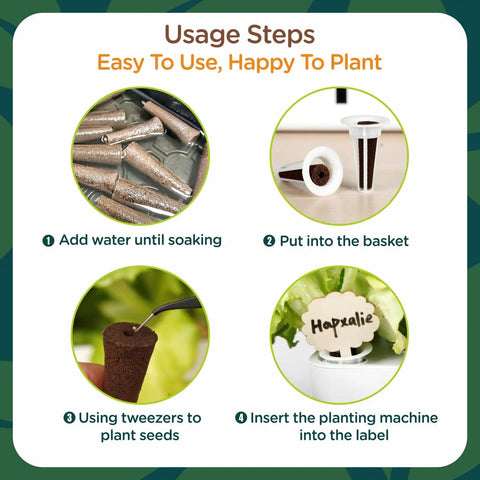 Steps for using 150 Pack Grow Sponges for Hydroponics Replacement Seed Pods compatible with AeroGarden and iDOO Cone Pods.
