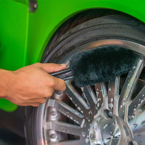 Soft Natural Bristle Wheel And Rim Cleaning Brush With Gerbil Hair For Wheels Rims Exhaust Tips And Delicate Surfaces Safe Brake Dust Removal