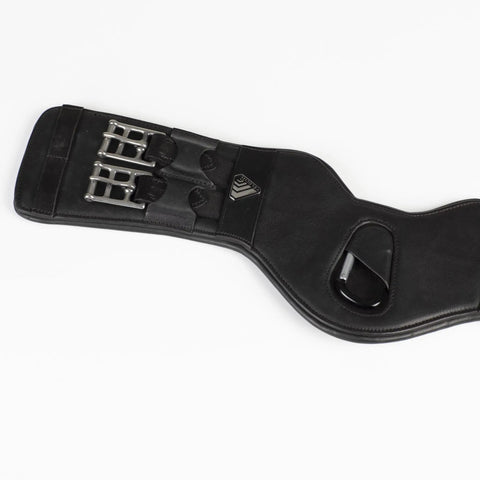 Anatomical Dressage Girth With Symmetry Fit And Calf Leather Lining For All Day Comfort, black leather buckle detail, 24 inch.