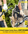 Colwelt compact 17 inch anvil loppers and hedge shears 3 piece garden pruning set in use, showing lightweight design for easy yard work.