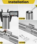 Installation steps of 1.75 Inch Stainless Steel Exhaust Band Clamp For Butt Joint Piping No Weld Easy DIY Install on exhaust pipe.