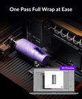 WECREAT Vision Pro 45W laser engraver and cutter with rotary; purple cylinder being engraved in full enclosure