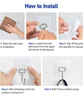 Installation steps for Heavy Duty Adhesive Hooks 22 Lb Max Waterproof Rustproof Stainless Steel Wall Hangers 8 Pack for kitchen bathroom use.