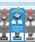 Comparison chart showing correct Replacement Filter Set for POWERDETECT Upright Vacuums AZ4002 AZ4000 AZ4000C AZ4002W and incorrect models.