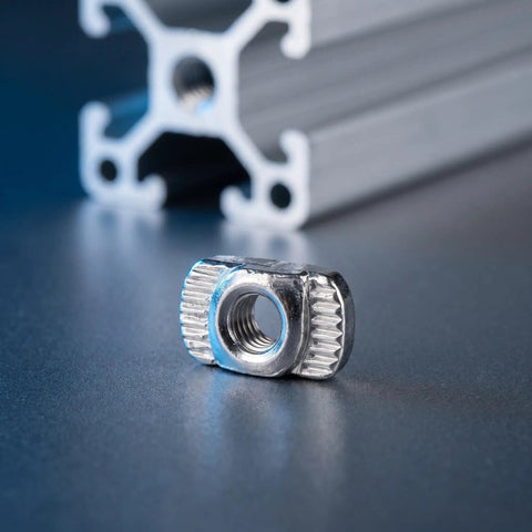 Hella Sturdy 150 Piece Sliding T Nut Set M3 Hammer Head T Slot Hardware Drop In Fasteners with aluminum extrusion.