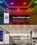 Smart RGB Night Light and Tunable Bright Downlight with adjustable color for versatile home ambiance.