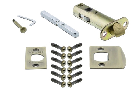 Meadows Plate Privacy Door Knob Set With Homestead Brass Knob, Solid Forged Brass Plates And Lead Crystal, installation parts view