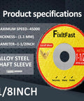 FixltFast metal cut-off wheel, 1-1/2 in diameter, 1/8 in thick, fiberglass reinforced, for rotary tools; 11-pack