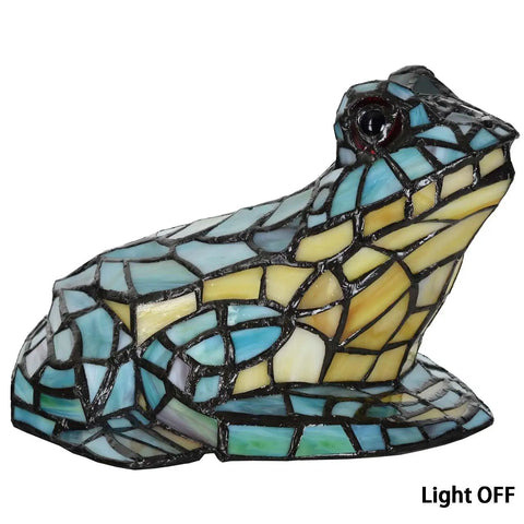 Frog Table Lamp Tiffany Style Stained Glass Accent Night Light For Home Decor And Nursery Bedside Handmade Multicolor LED Included