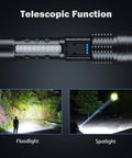 90000 Lumen Rechargeable LED Flashlight 2 Pack with telescopic function, floodlight and spotlight modes, IPX6 waterproof