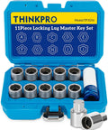 Open blue case showing 11-piece Wheel Lock Removal Kit With A J Wheel Lock Key for Toyota vehicles, easy and safe nut removal tool.