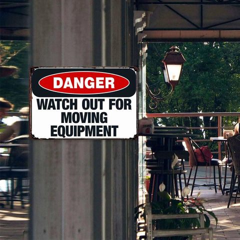 Watch Out For Moving Equipment Warning Sign Aluminum 8x12 Inches Heavy Duty Rustproof Indoor Outdoor for Construction Sites
