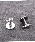 Men's Titanium Steel Cross Cufflinks Black Metal Dress Accessories For Business Formal Wear One Pair Decorative Religious Cross Design That Elevates Your Suit And Shirt Game For Daily Office Ready displayed on grey surface
