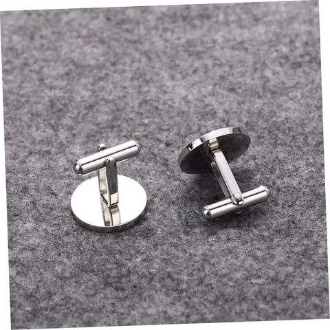 Men's Titanium Steel Cross Cufflinks Black Metal Dress Accessories For Business Formal Wear One Pair Decorative Religious Cross Design That Elevates Your Suit And Shirt Game For Daily Office Ready displayed on grey surface