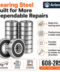 20 Pack 608 Bearings 2RS Premium Steel Sealed Deep Groove Bearings For Skateboards Scooters Inline Skates And Small Wheels