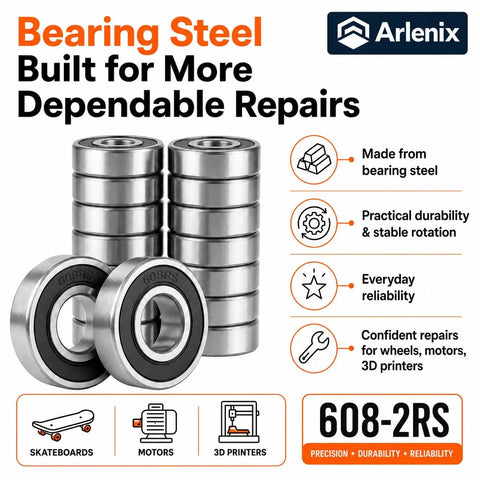 20 Pack 608 Bearings 2RS Premium Steel Sealed Deep Groove Bearings For Skateboards Scooters Inline Skates And Small Wheels
