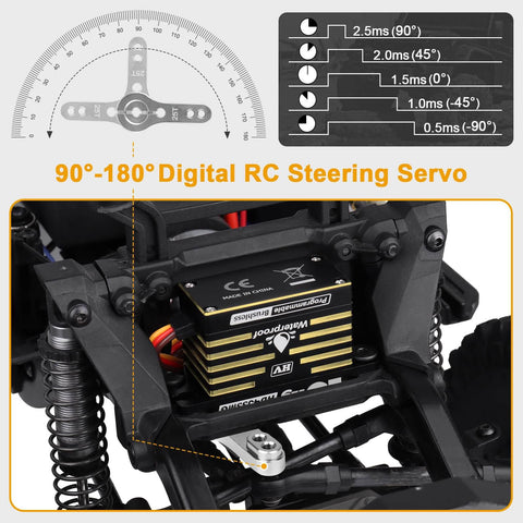 Installed Waterproof RC Servo with Brushless Motor and Metal Gear, Beefy 45kg Torque, Aluminum Case for TRX4 SCX10, 180 Degree Control
