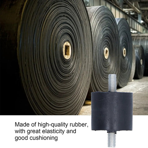 Set Of 5 Rubber Vibration Isolator Mounts With High Elasticity For Shock Absorption And Quiet Operation, Keeps Your Air Conditioners And Fitness Equipment From Vibration, Rugged M8 Mounts rubber isolator with threaded stud on industrial rolls