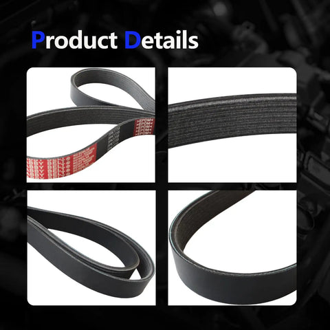 Heavy Duty Serpentine Belt For Honda CrV And Dodge Ram Fit 2004 To 2006 Models, showing detailed views and textures.